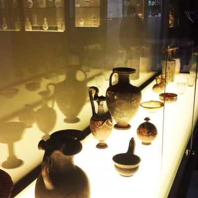 Archeological collections of Etruscan ceramics and Roman glass.